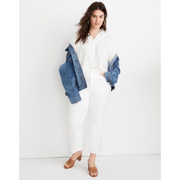 Madewell Cali Demi-Boot White Raw Hem High Rise Jeans NWT Plus Womens 36 Petite - Picture 1 of 12